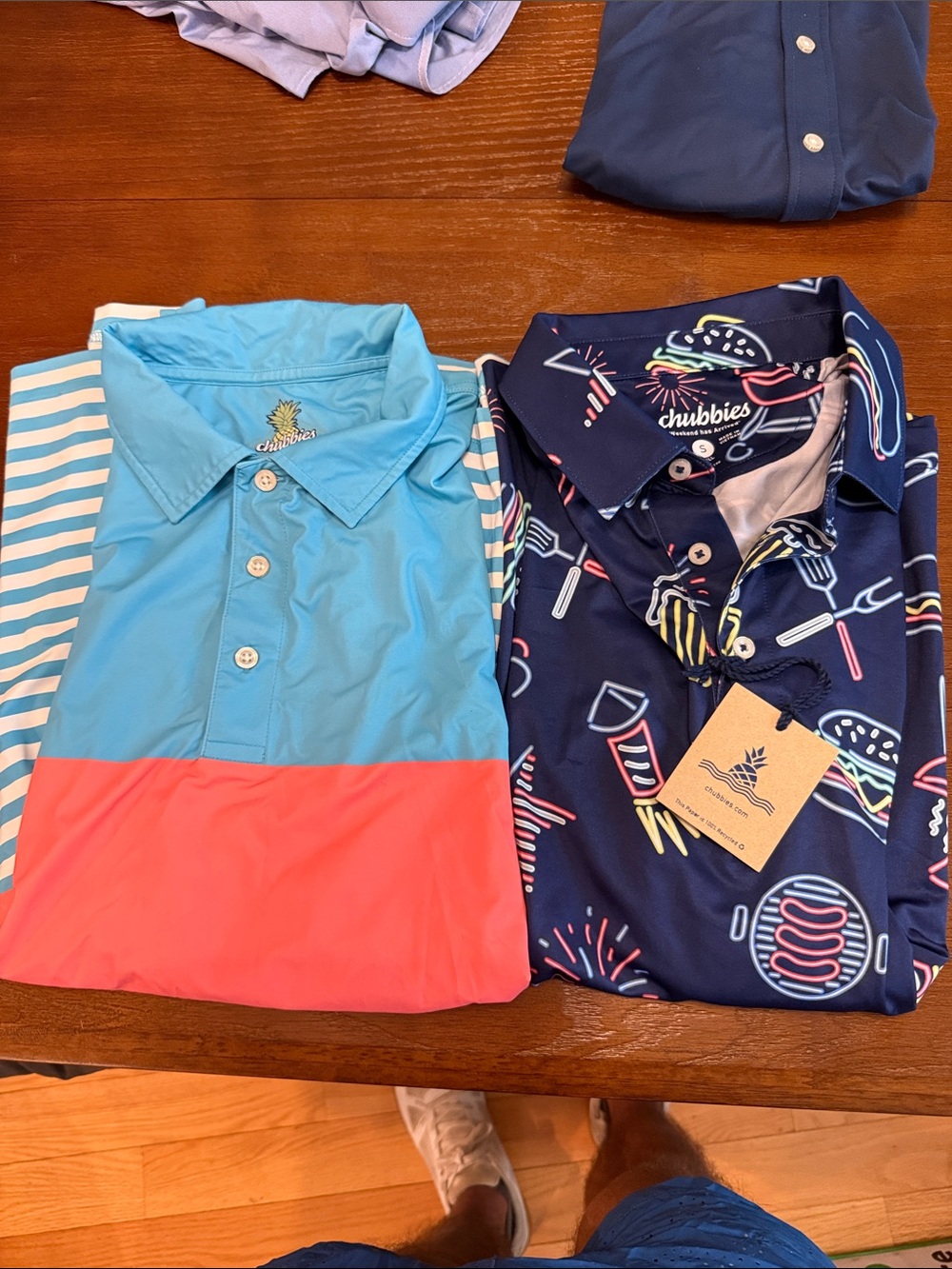 Bundle: 2 chubbies Light Blue & Navy Novelty Polo Set